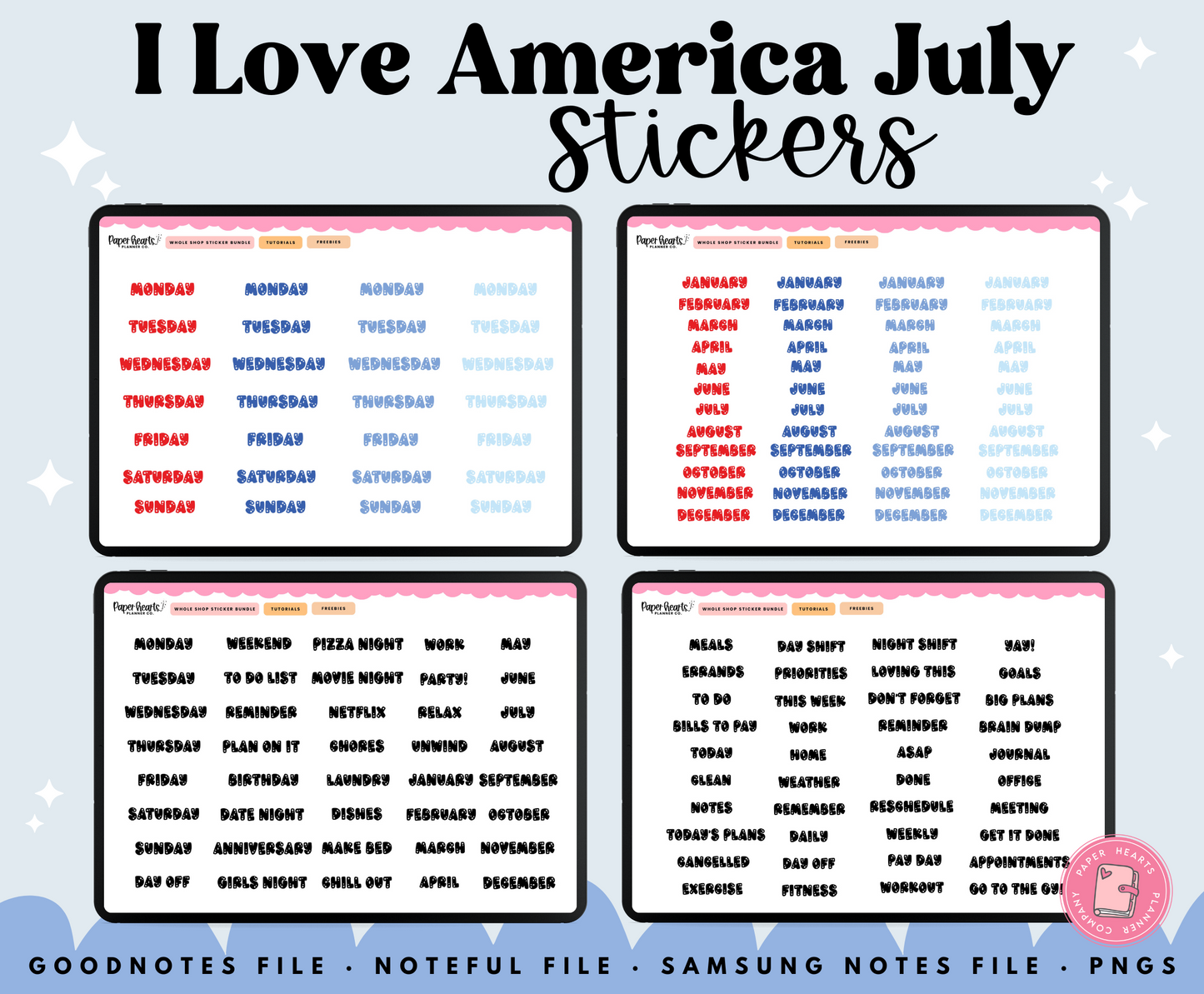 I Love America July Stickers