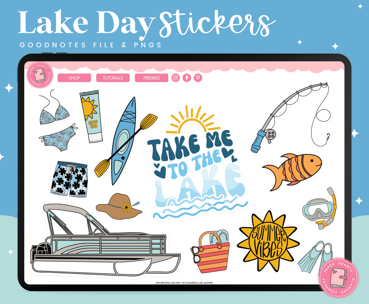 Lake Day Digital Stickers