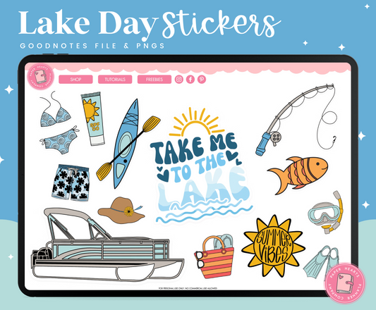 Lake Day Digital Stickers