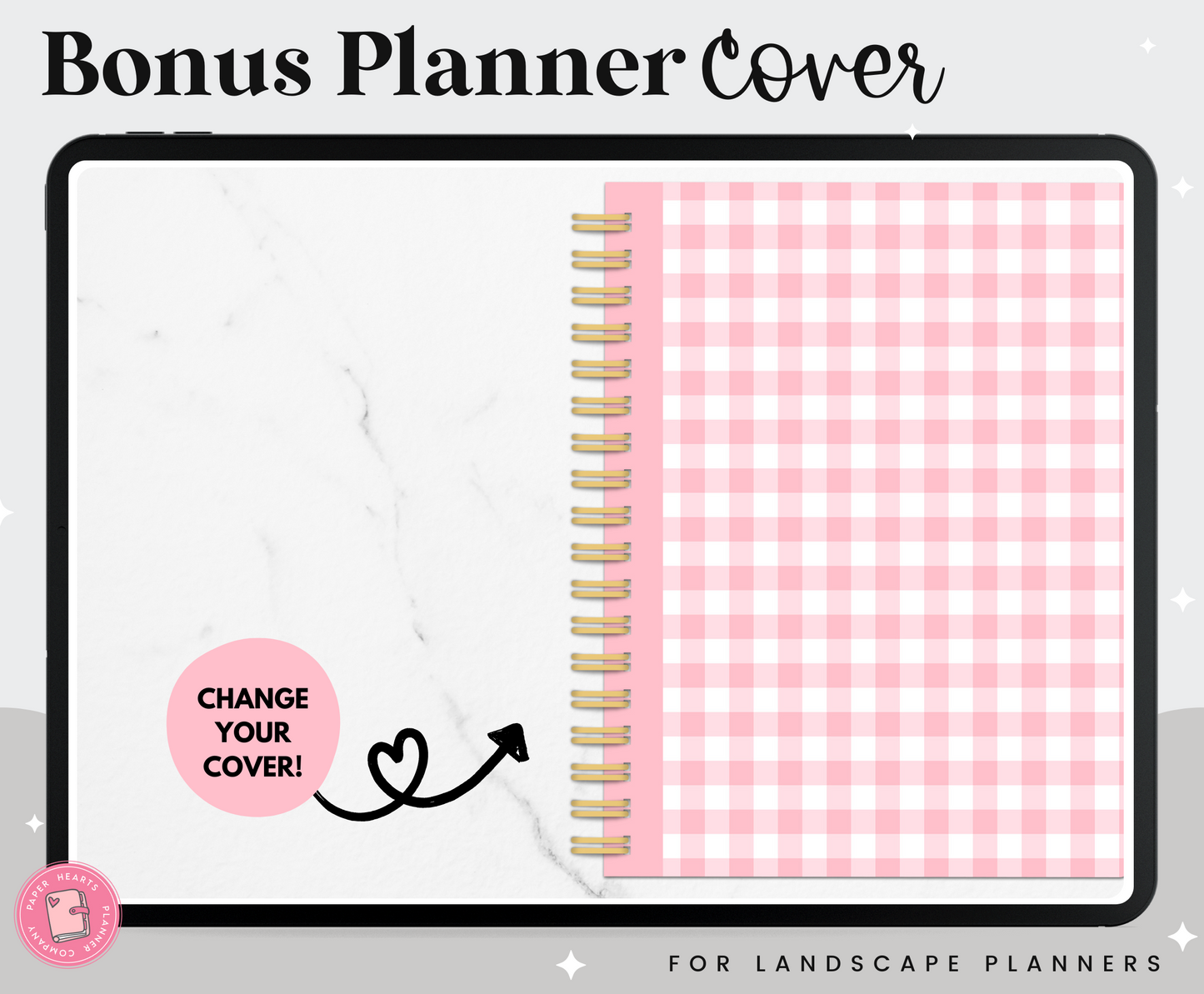 Pink Gingham Landscape Planner Cover