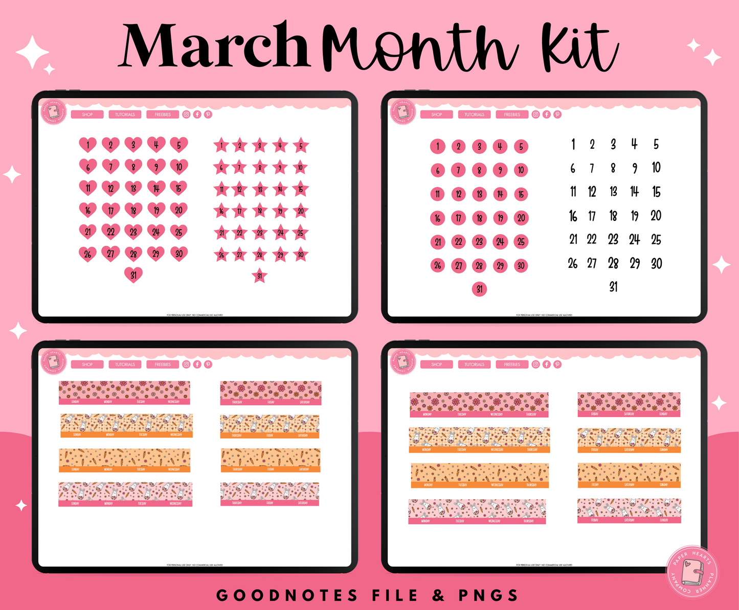 March Monthly Kit Stickers - Easter Carrots