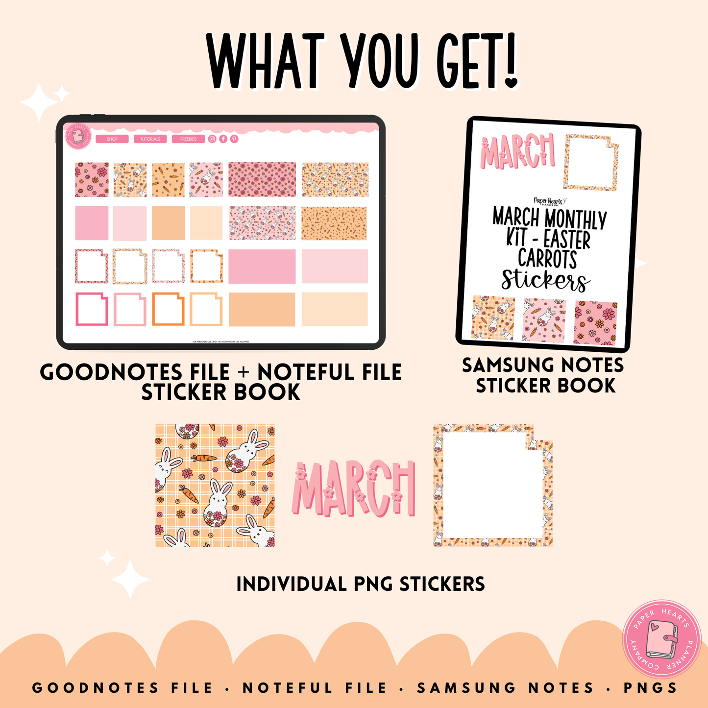 March Monthly Kit Stickers - Easter Carrots