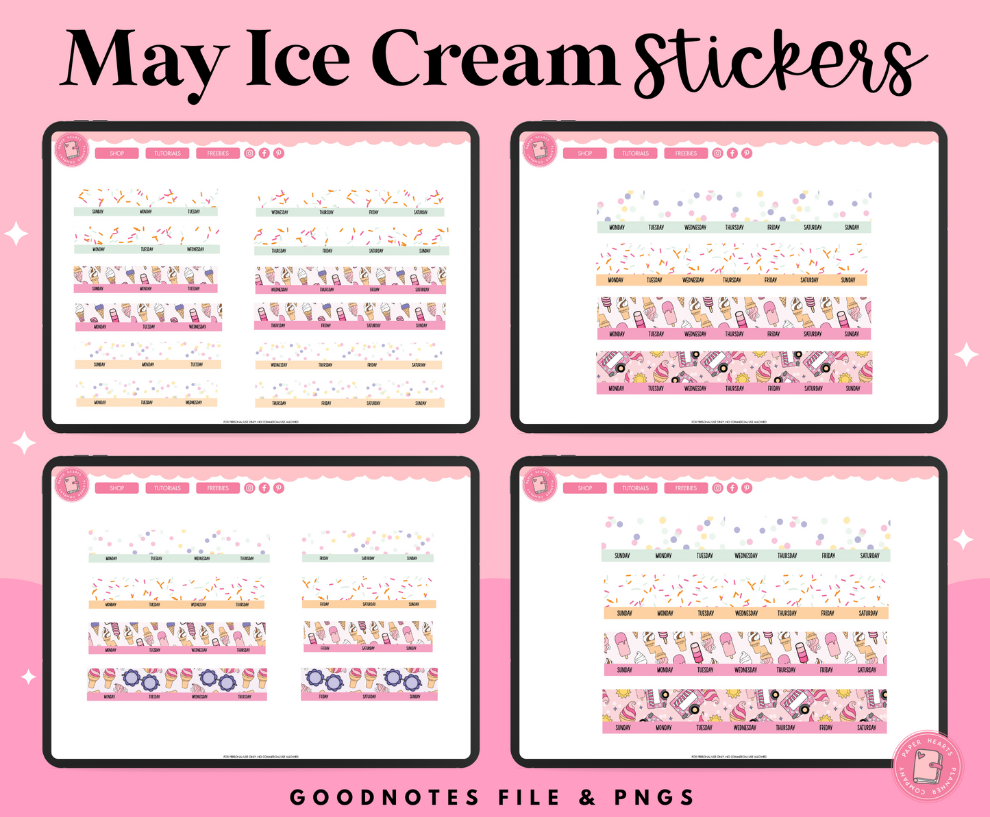 May Ice Cream Stickers