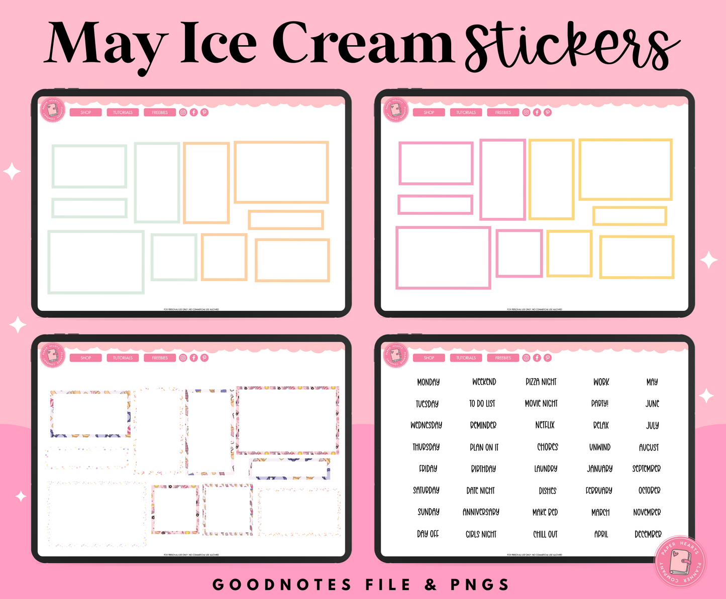 May Ice Cream Stickers