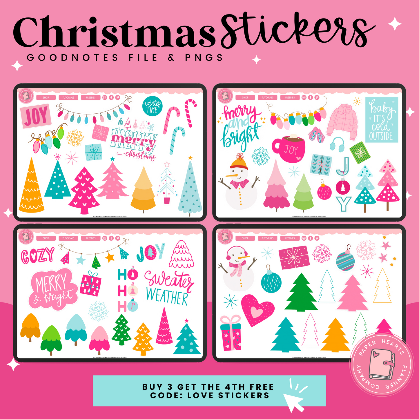 Merry & Bright Christmas Stickers