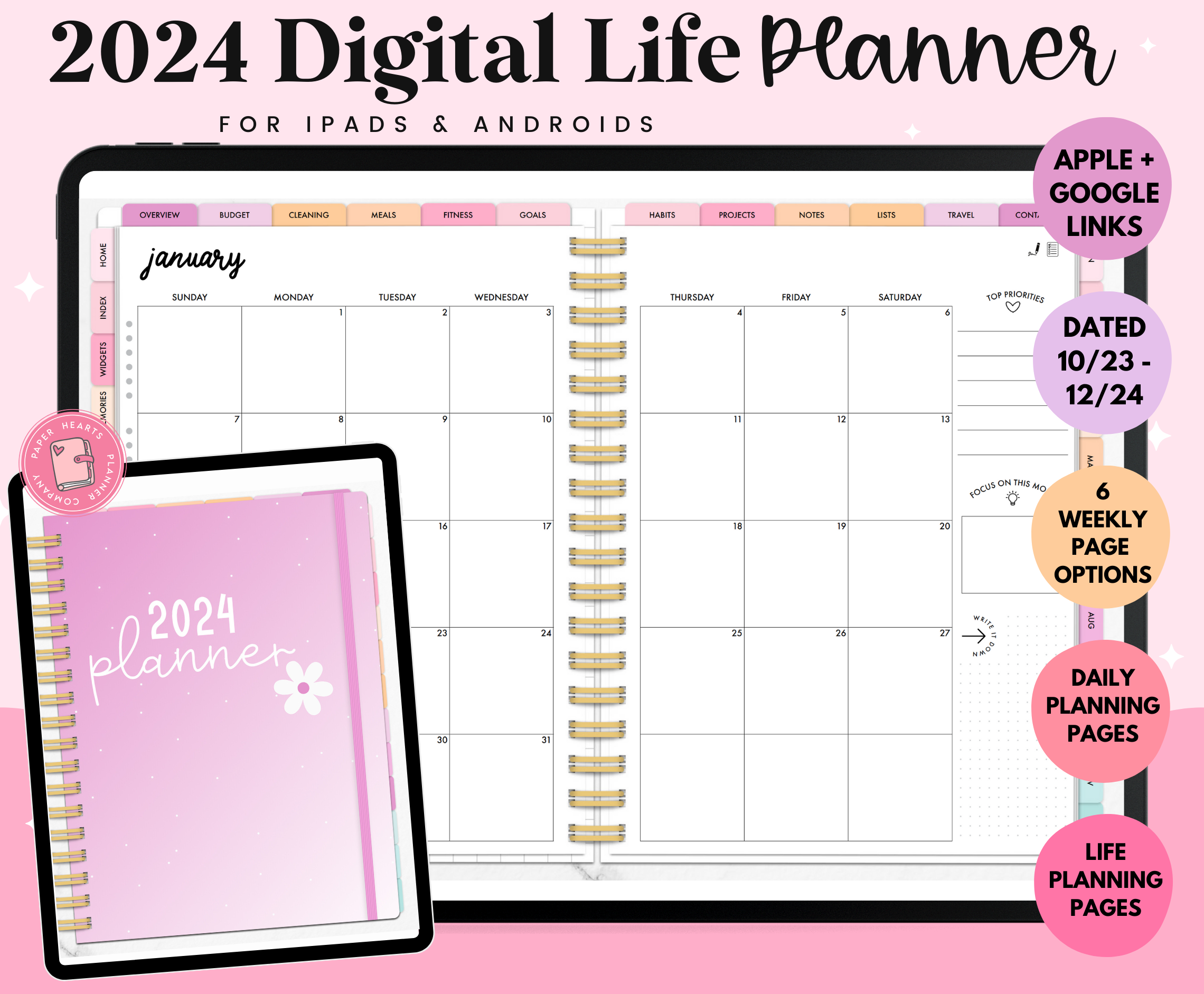 2024 Neutral Digital Life Planner – Paper Hearts Planner Co.
