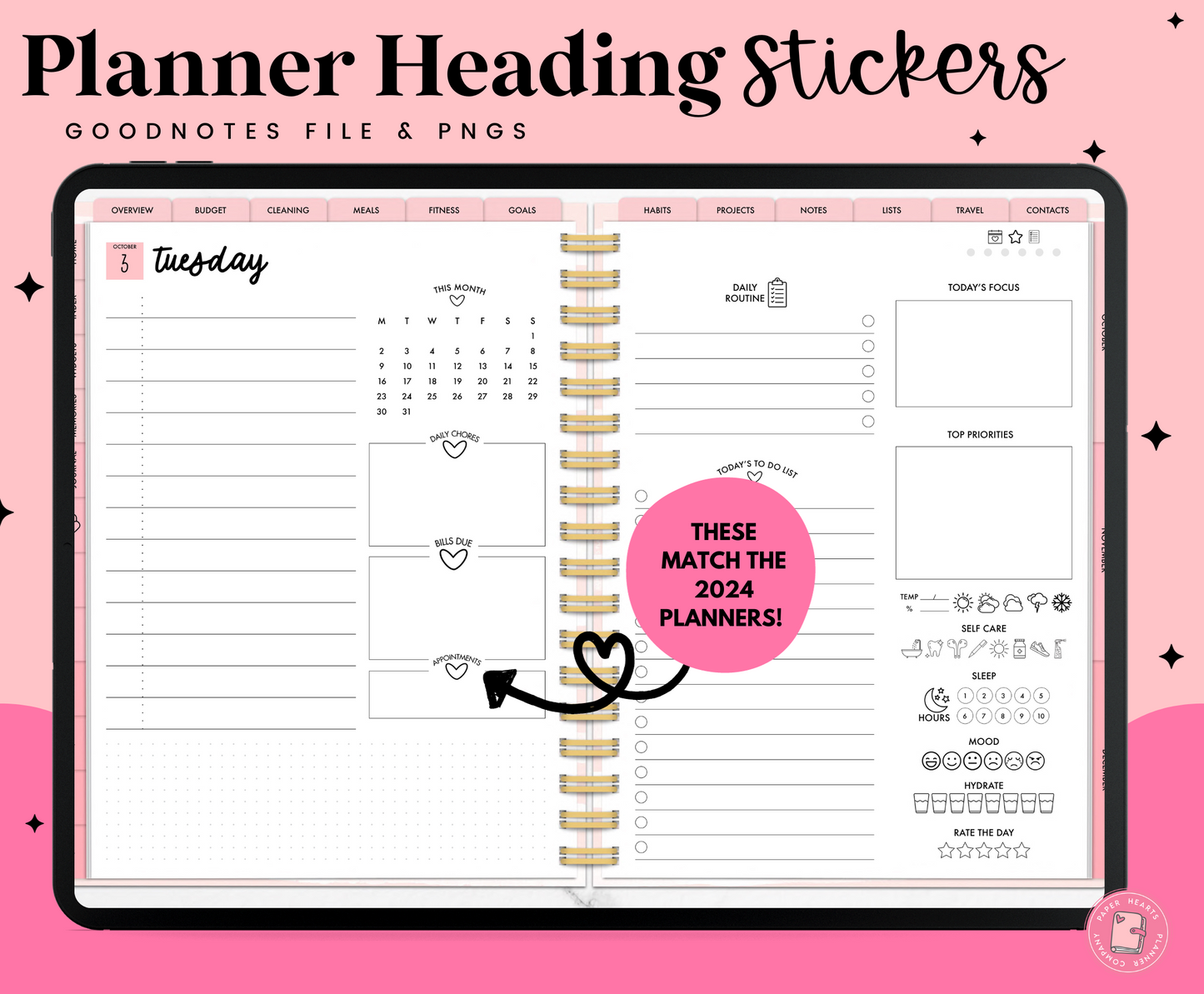 Planner Heading Stickers