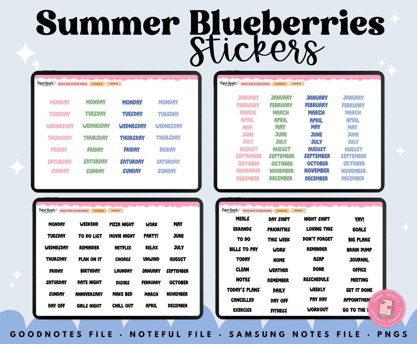 Summer Blueberries Stickers