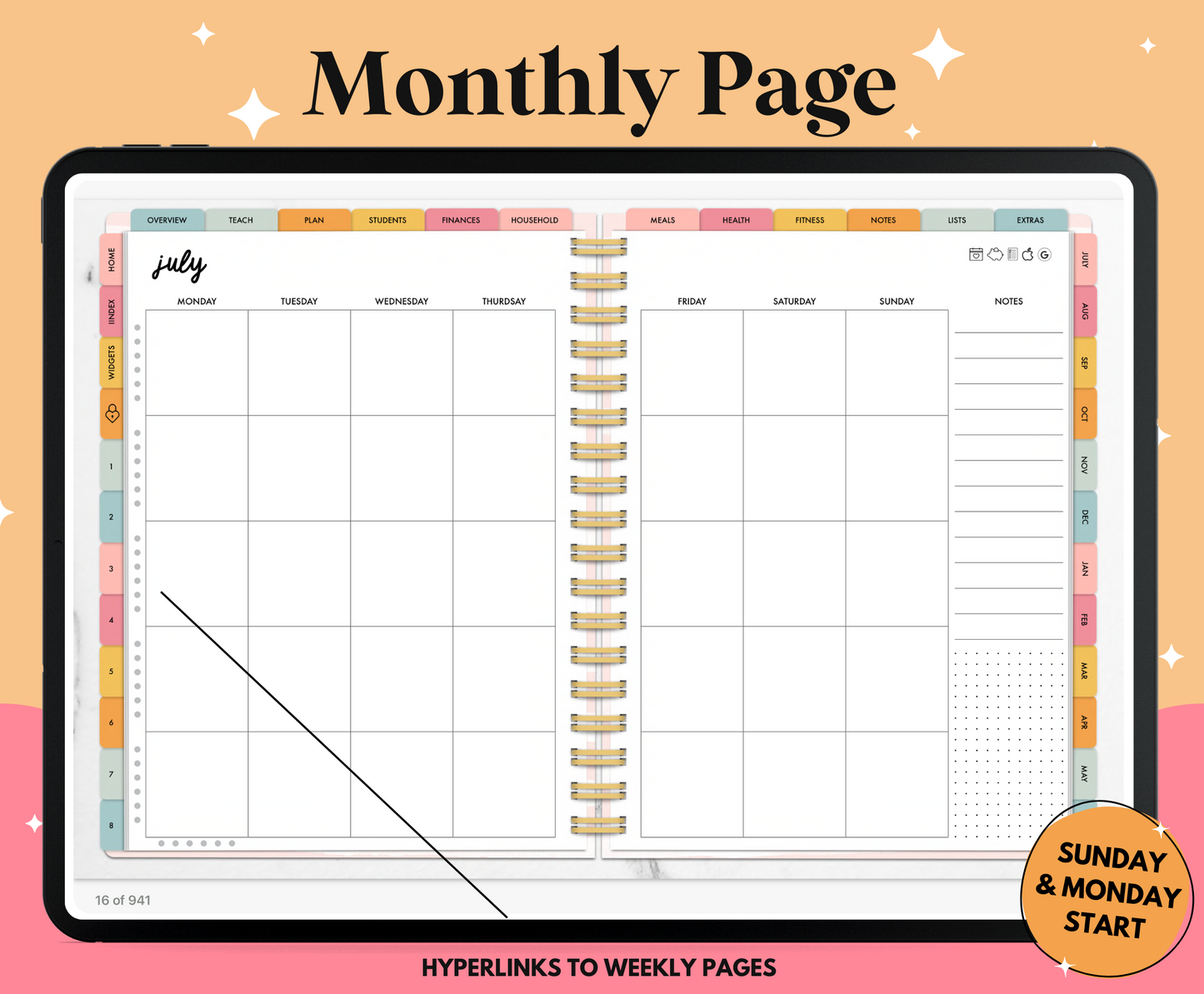 Undated Digital Teacher Planner