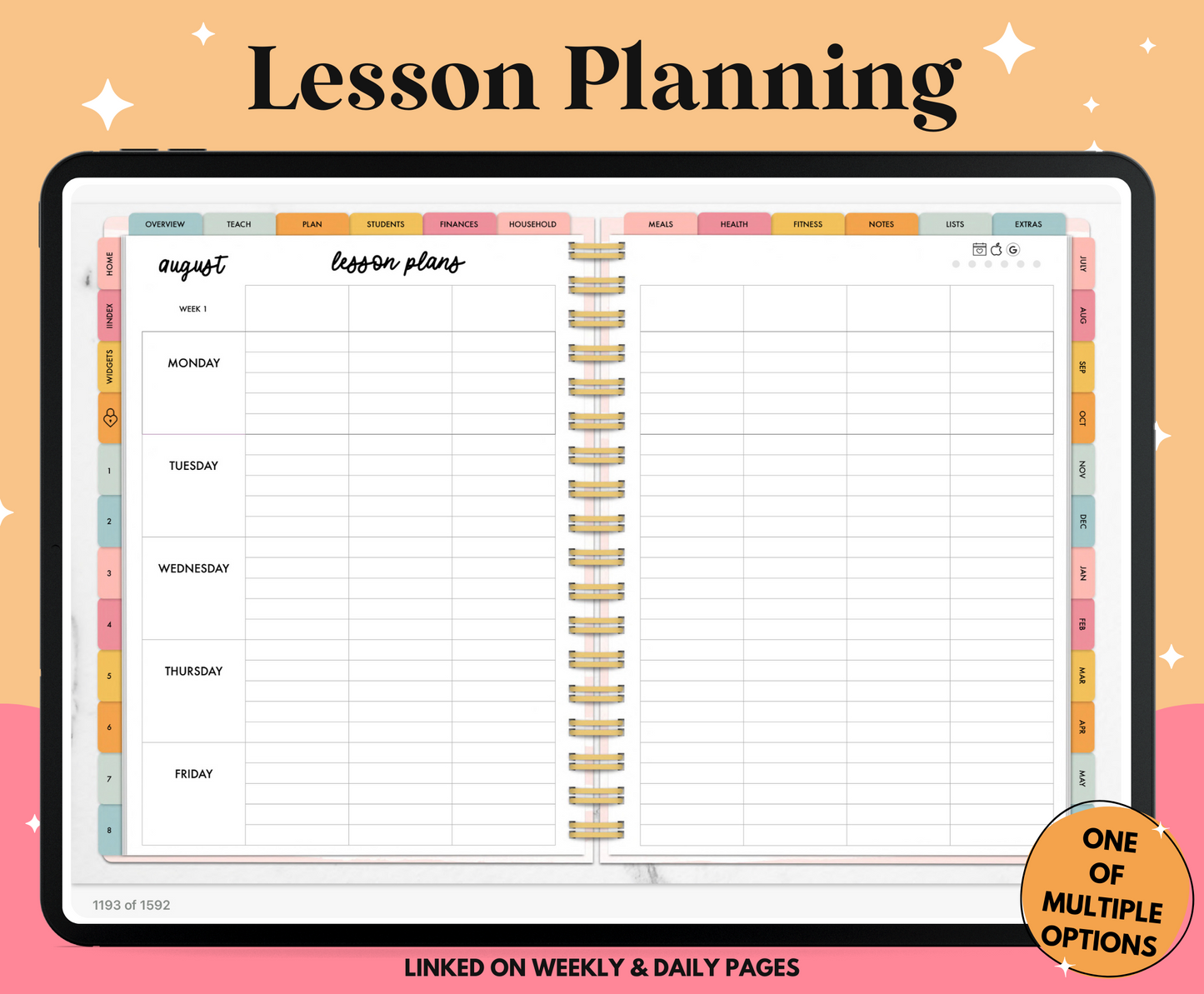 Undated Digital Teacher Planner