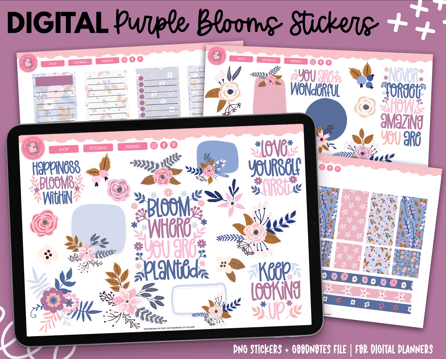 Purple Blooms Digital Stickers