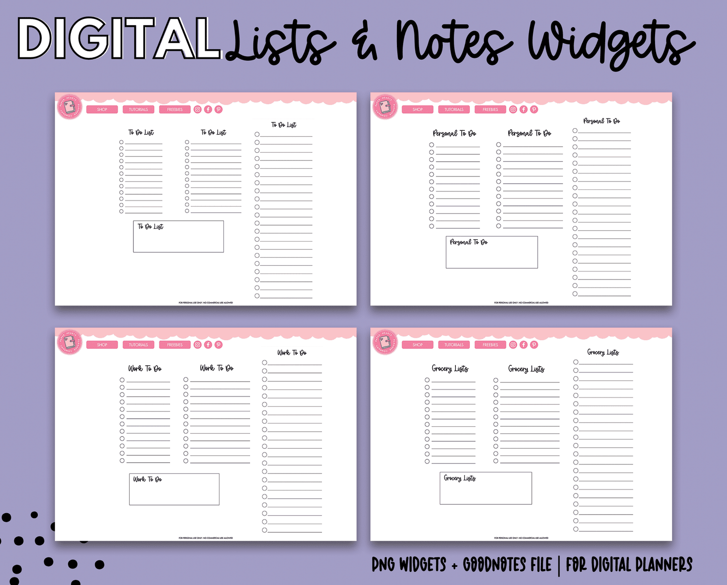 Lists & Notes Widgets