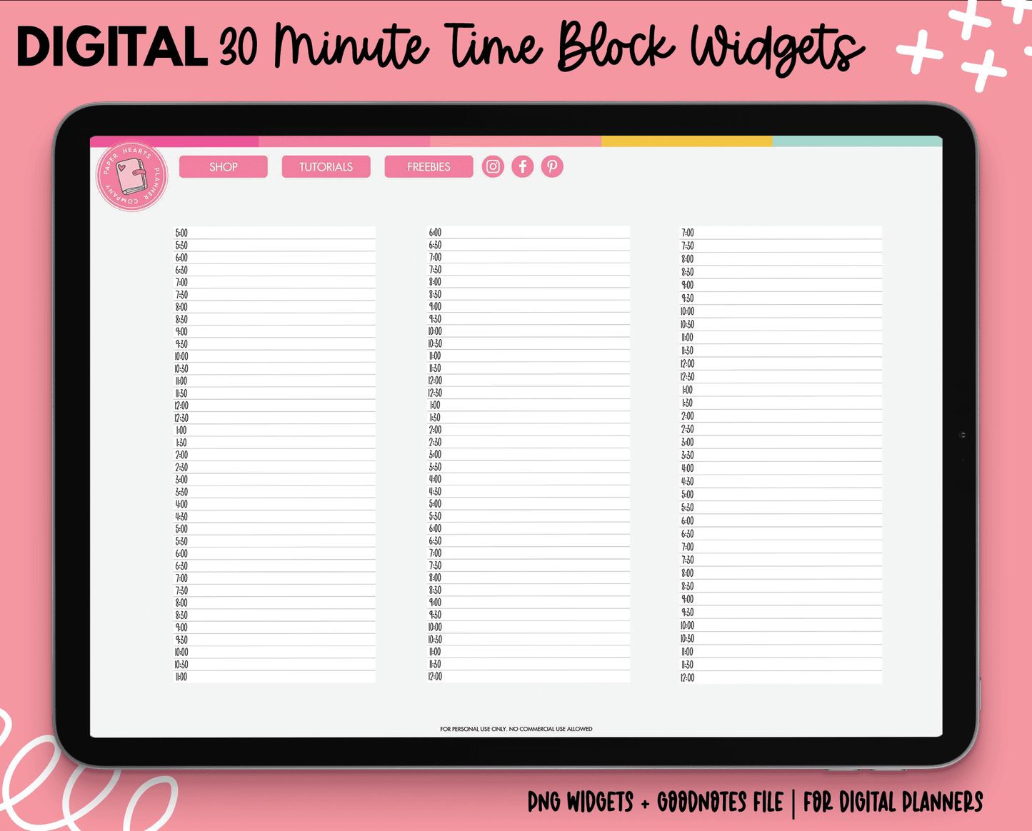 30 Increment Time Block Widgets