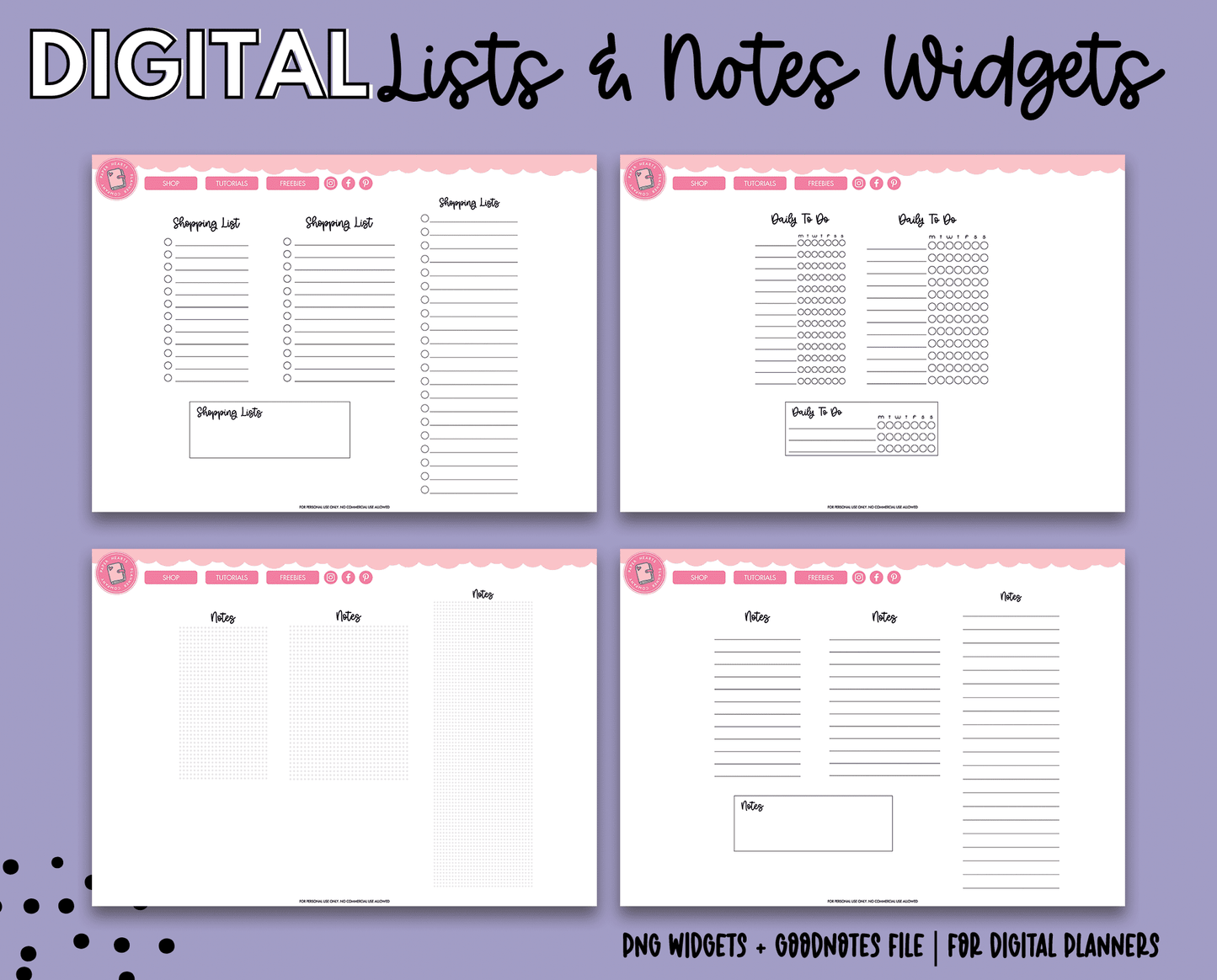 Lists & Notes Widgets