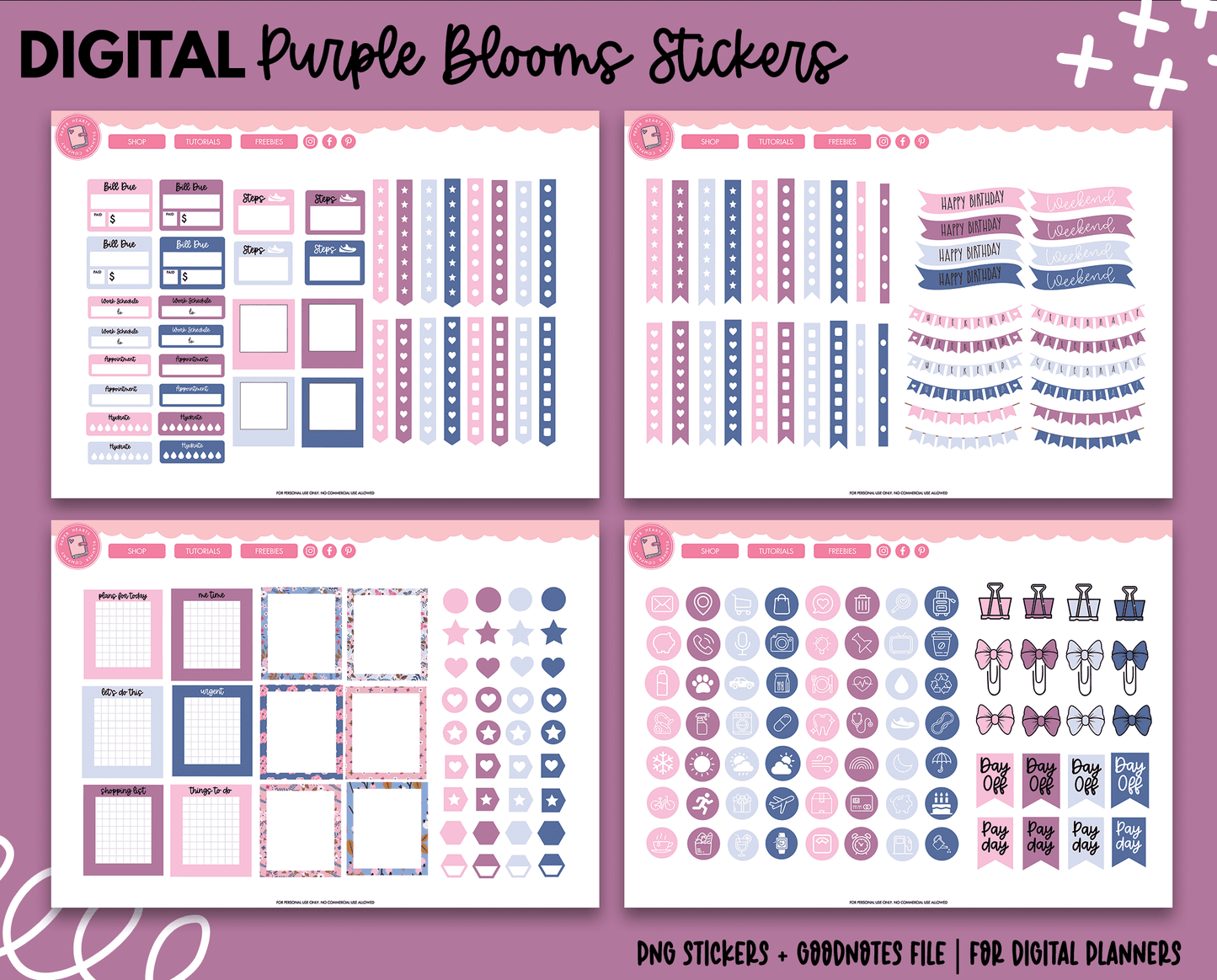 Purple Blooms Digital Stickers