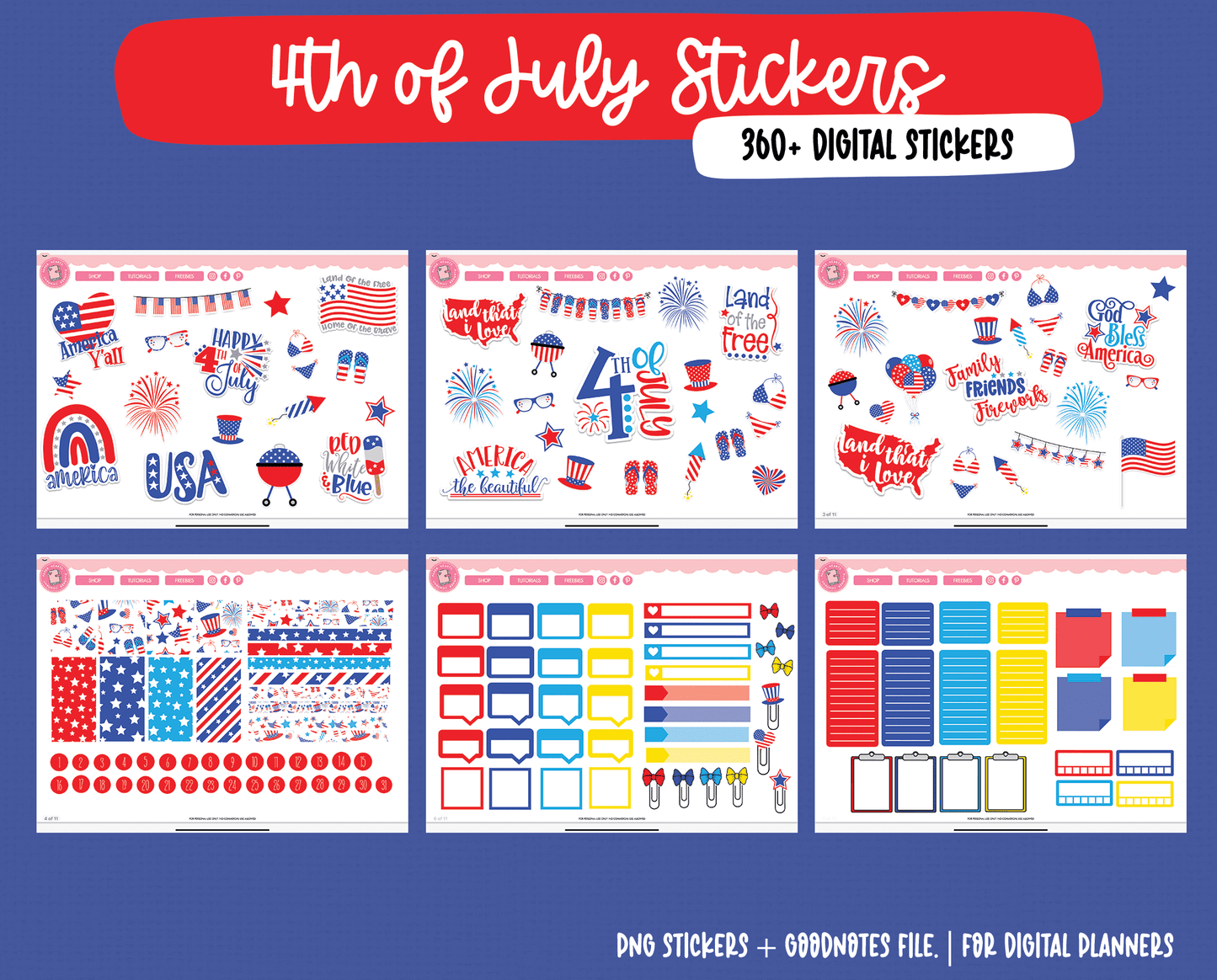 4th of July Digital Stickers