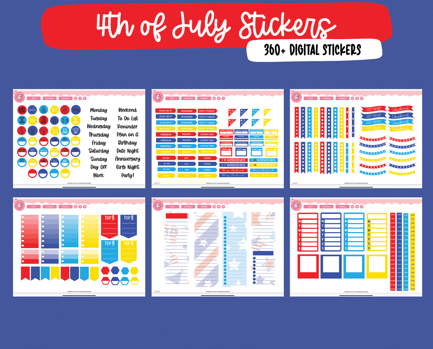 4th of July Digital Stickers