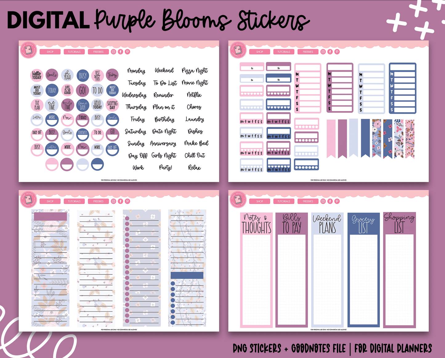 Purple Blooms Digital Stickers