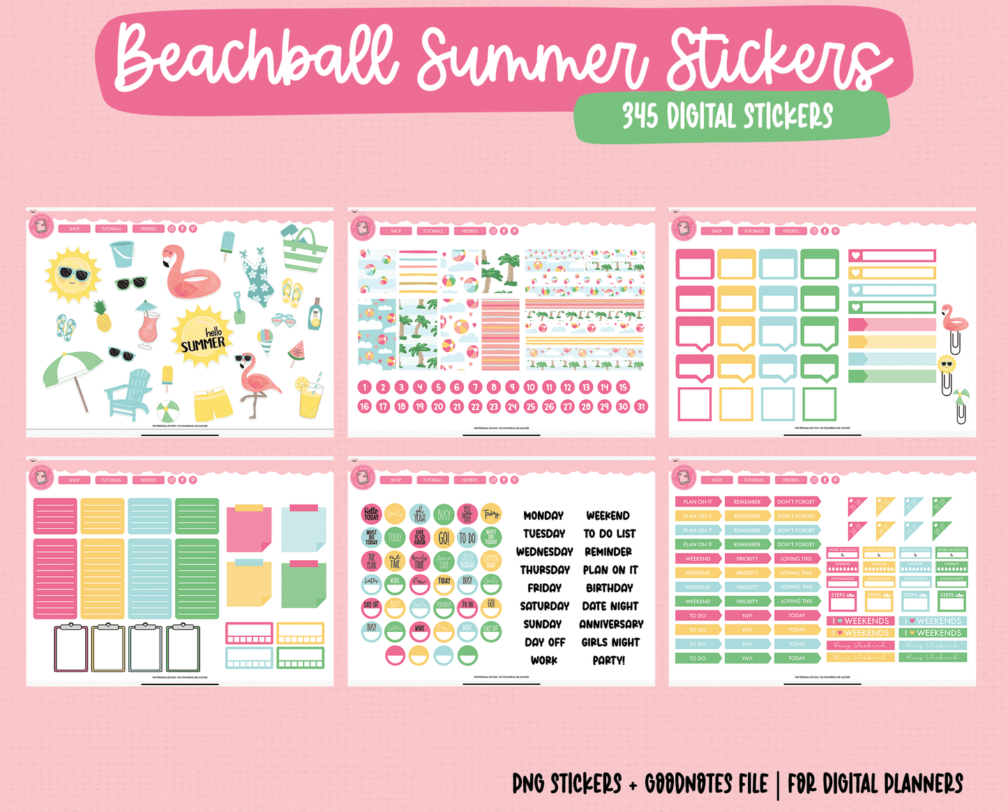 Beachball Summer Digital Stickers