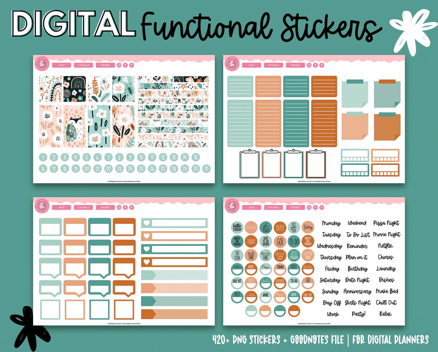 Blooming Blues Functional Stickers