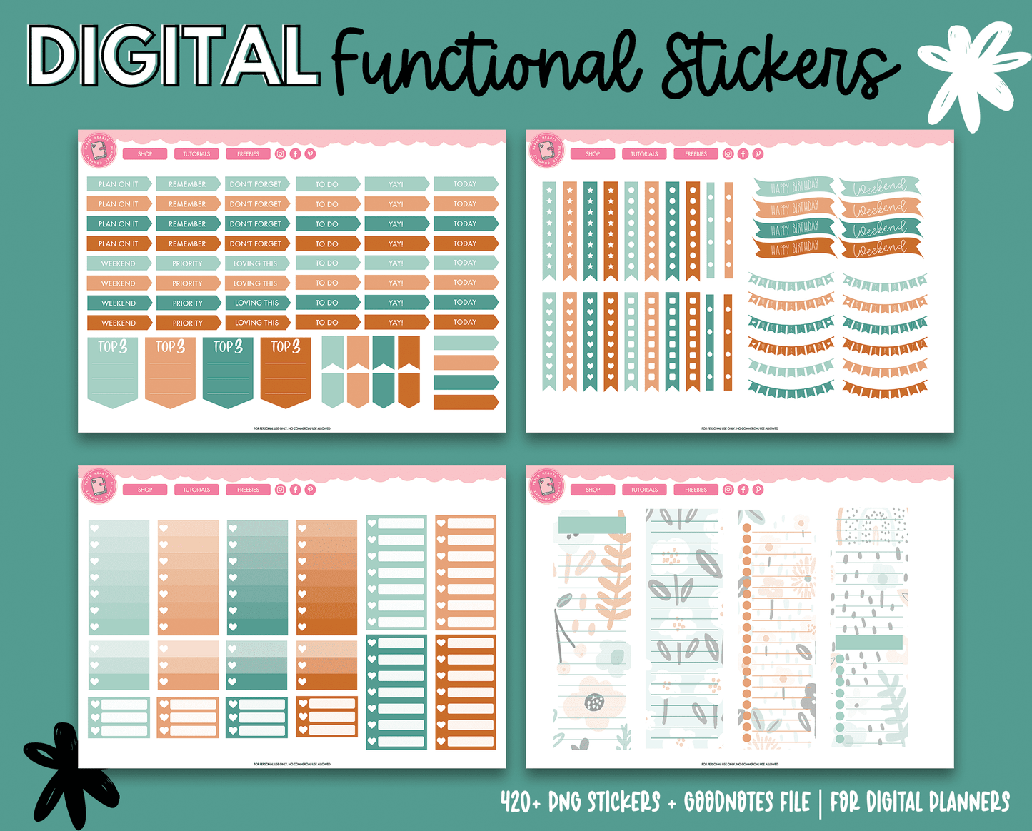 Blooming Blues Functional Stickers