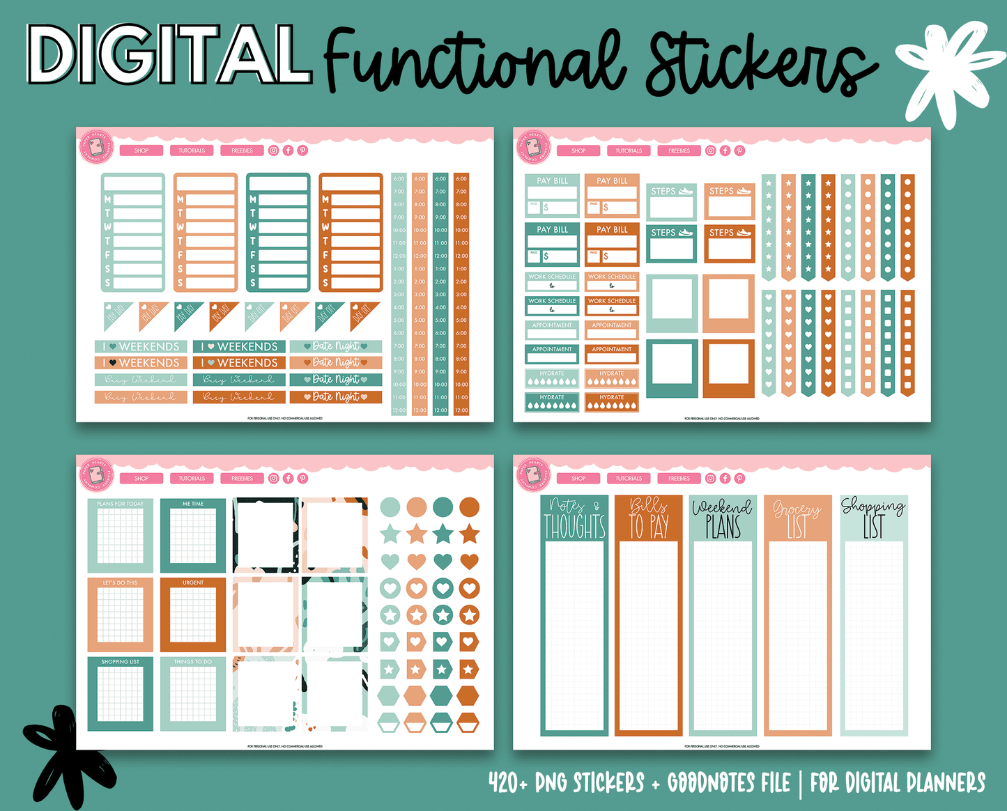 Blooming Blues Functional Stickers