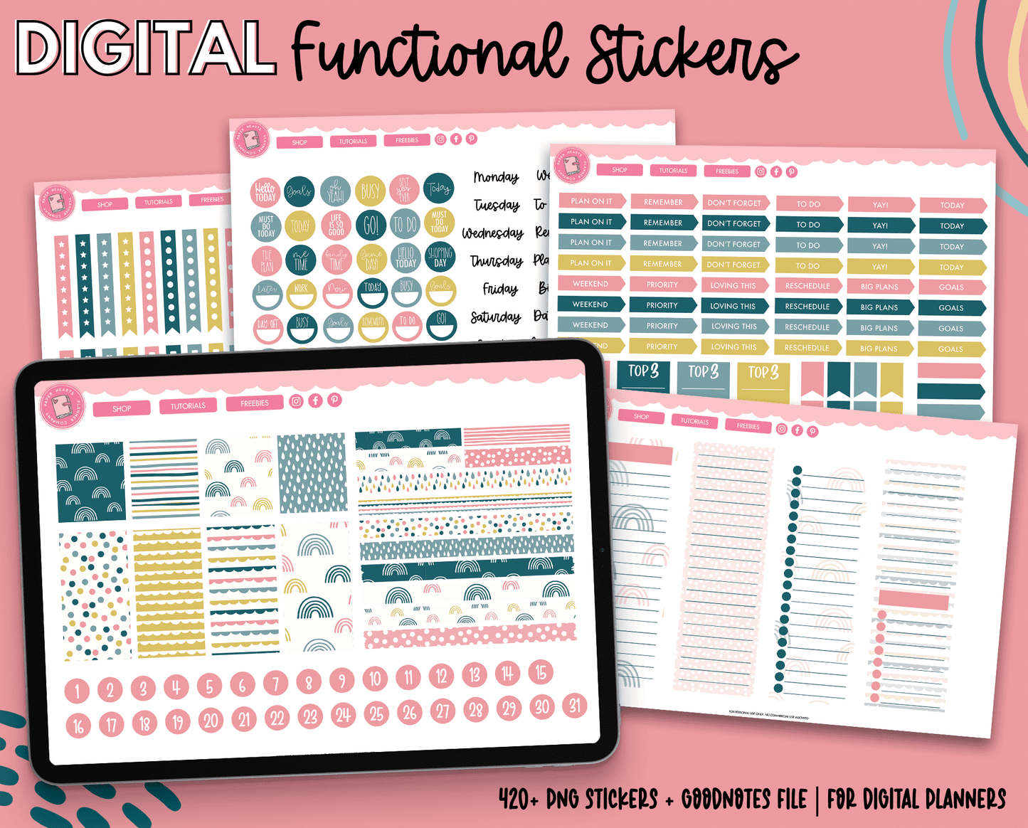 Boho Vibes Functional Digital Stickers