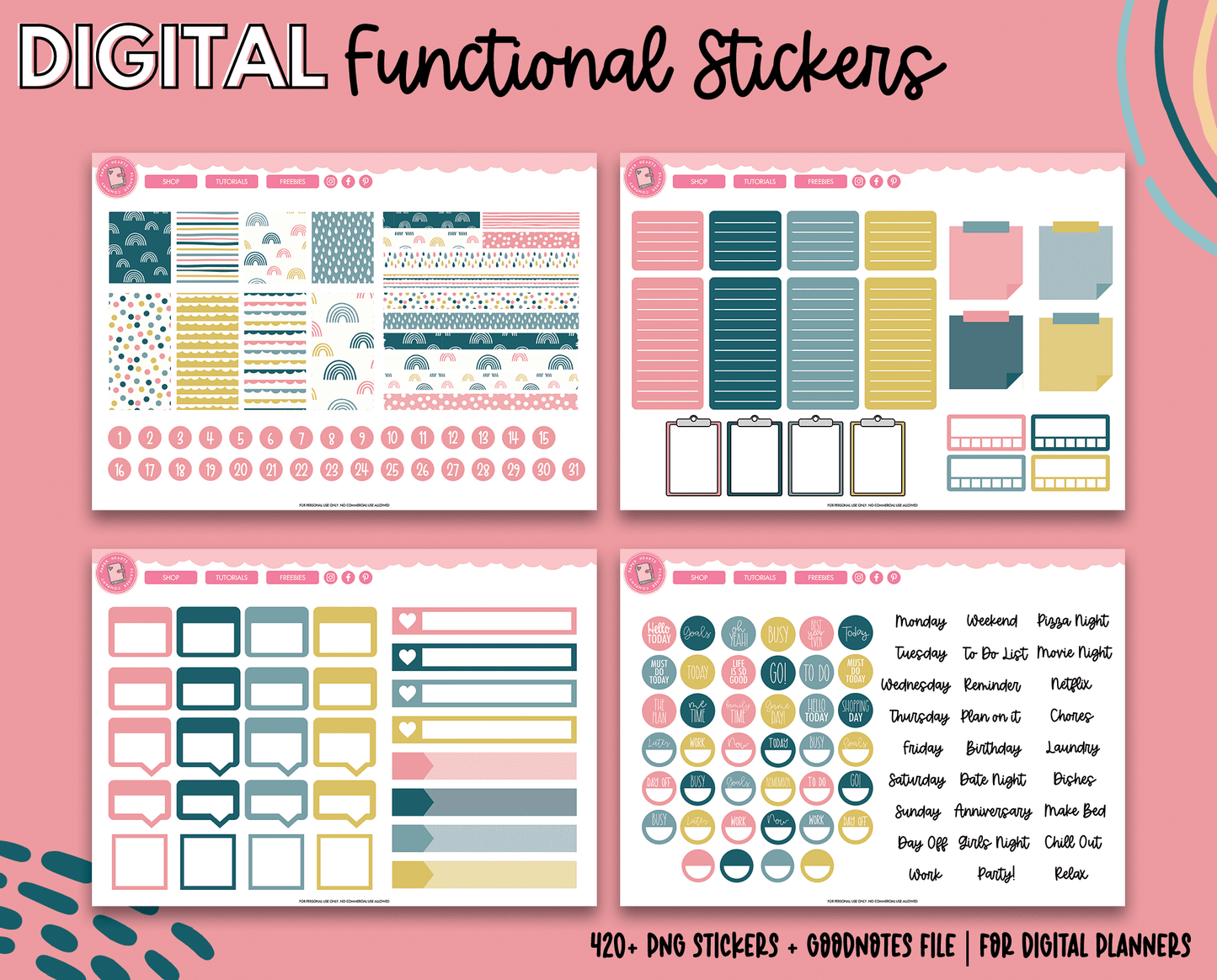 Boho Vibes Functional Digital Stickers