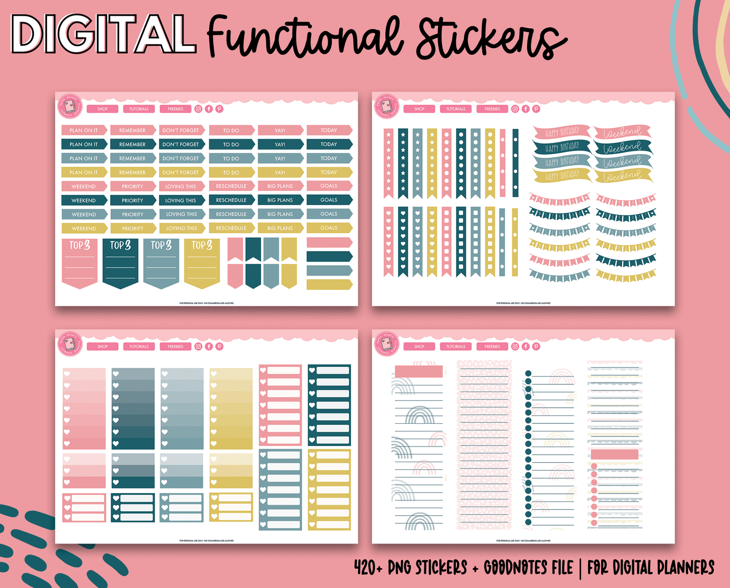 Boho Vibes Functional Digital Stickers