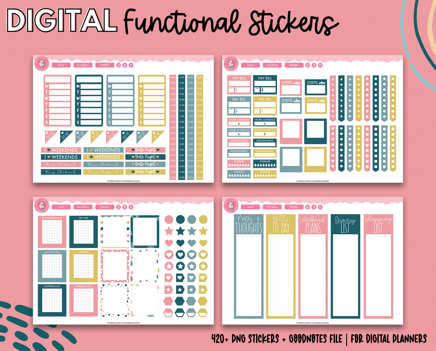 Boho Vibes Functional Digital Stickers