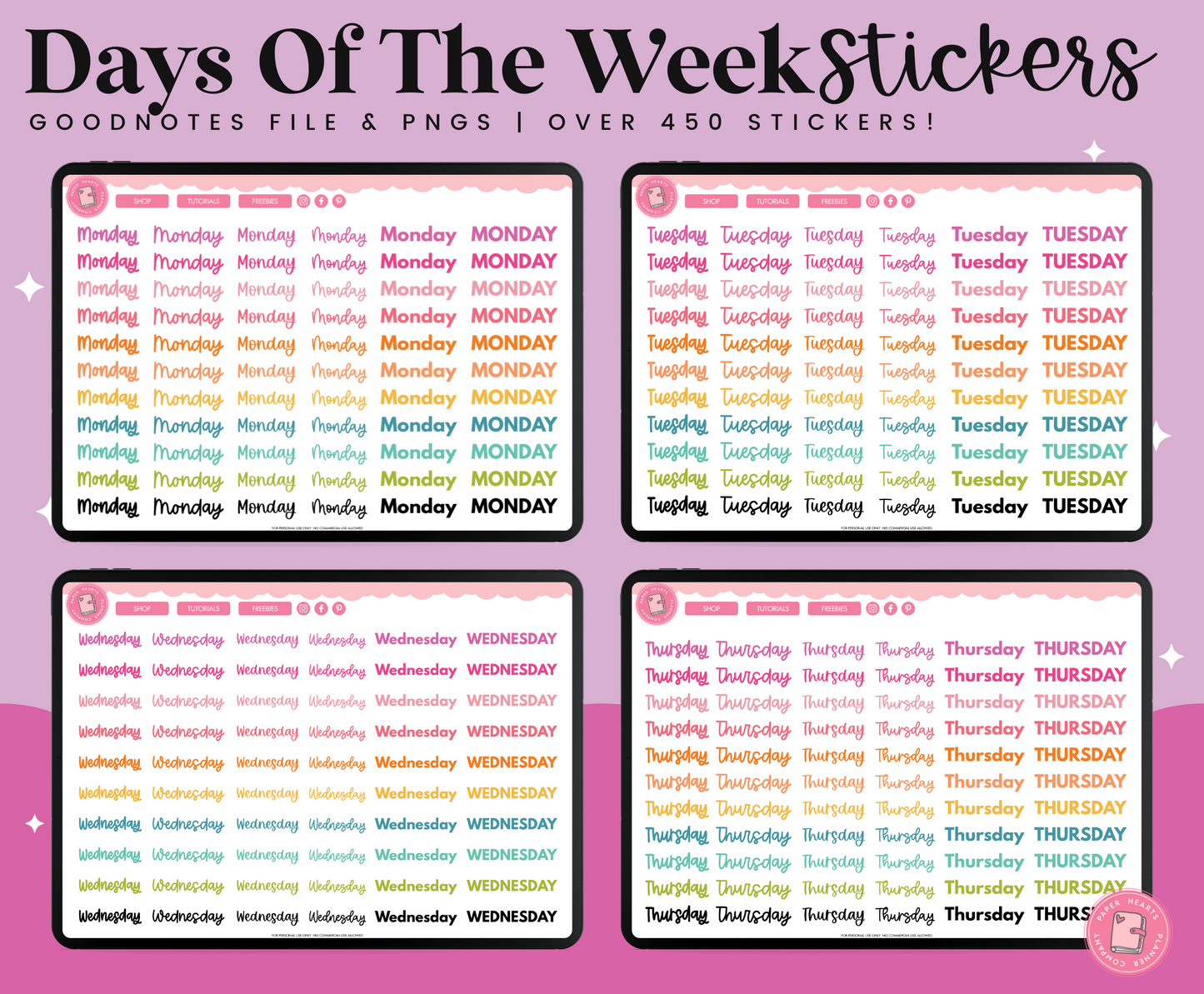 Days Of The Week Stickers