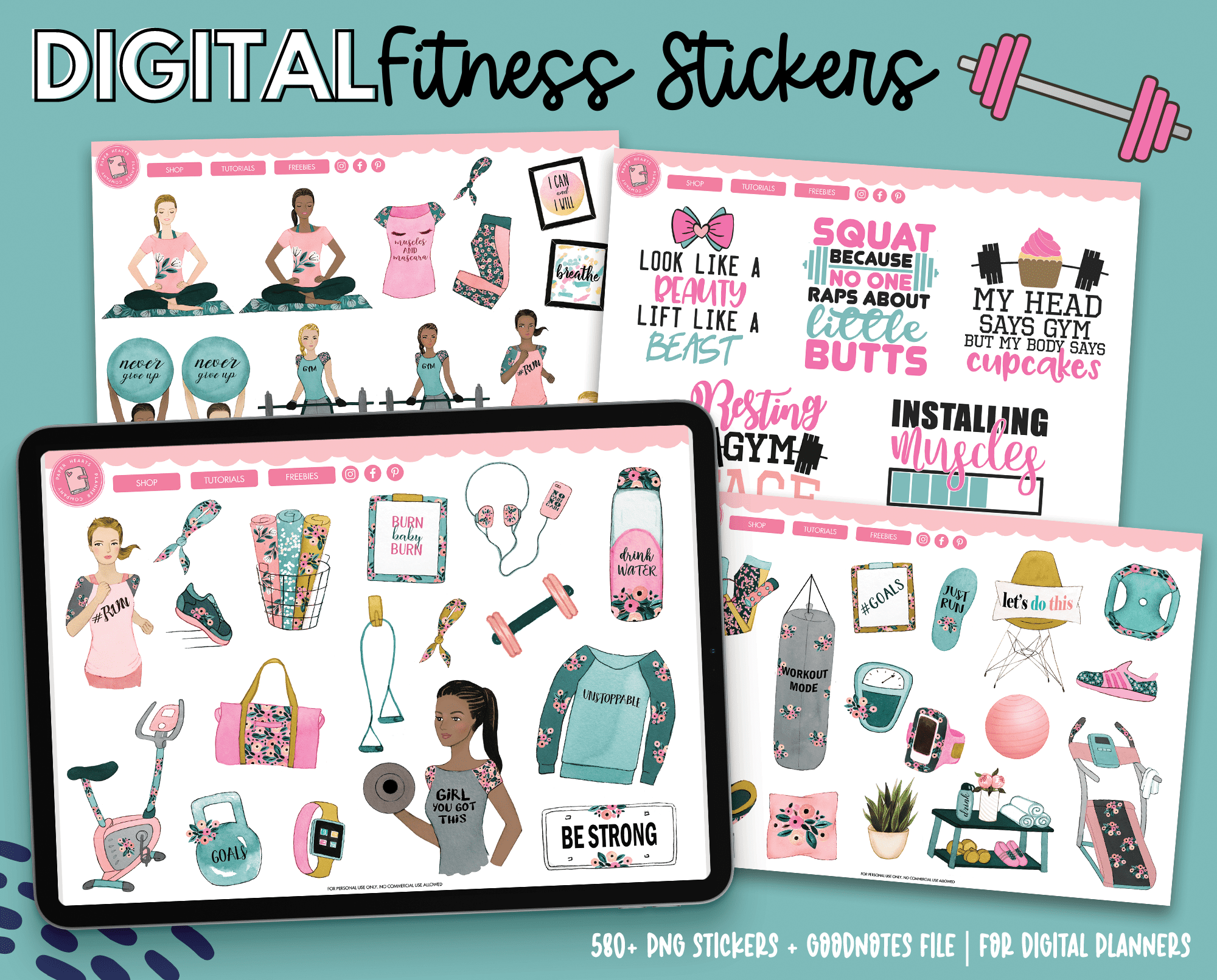 Fitness Digital Planner Stickers – Paper Hearts Planner Co.