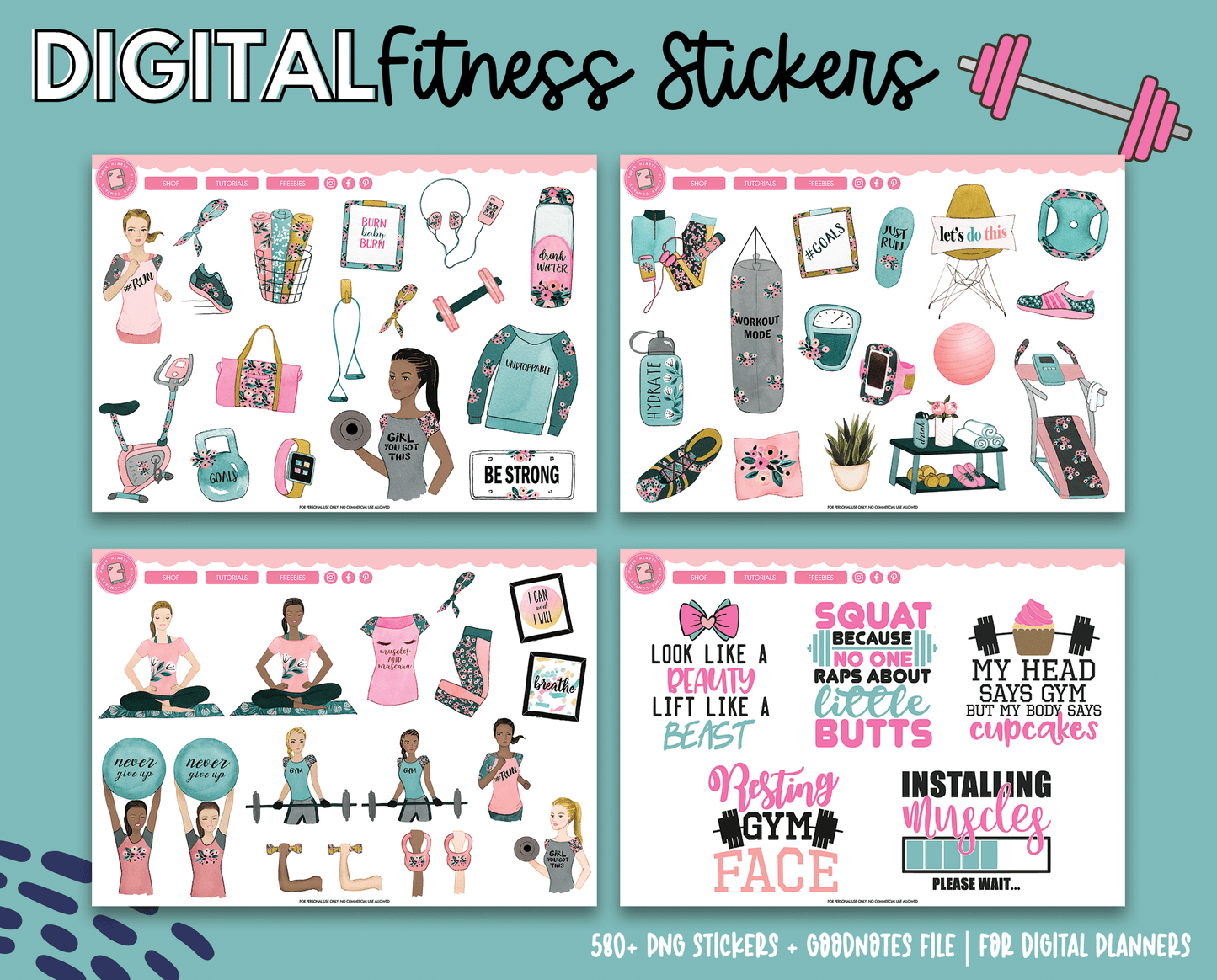 Fitness Digital Planner Stickers