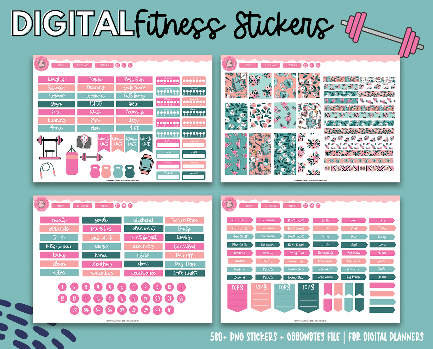 Fitness Digital Planner Stickers