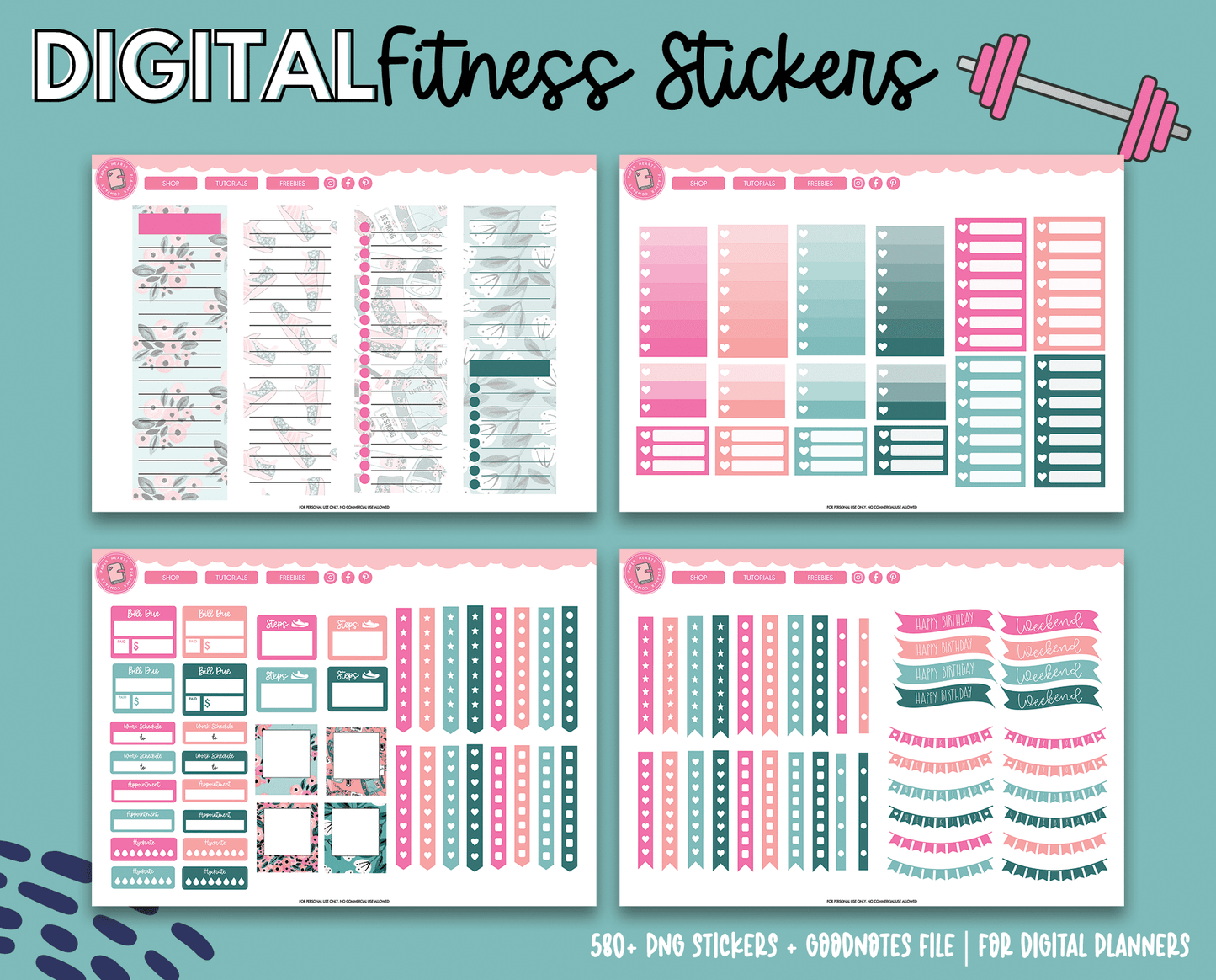 Fitness Digital Planner Stickers