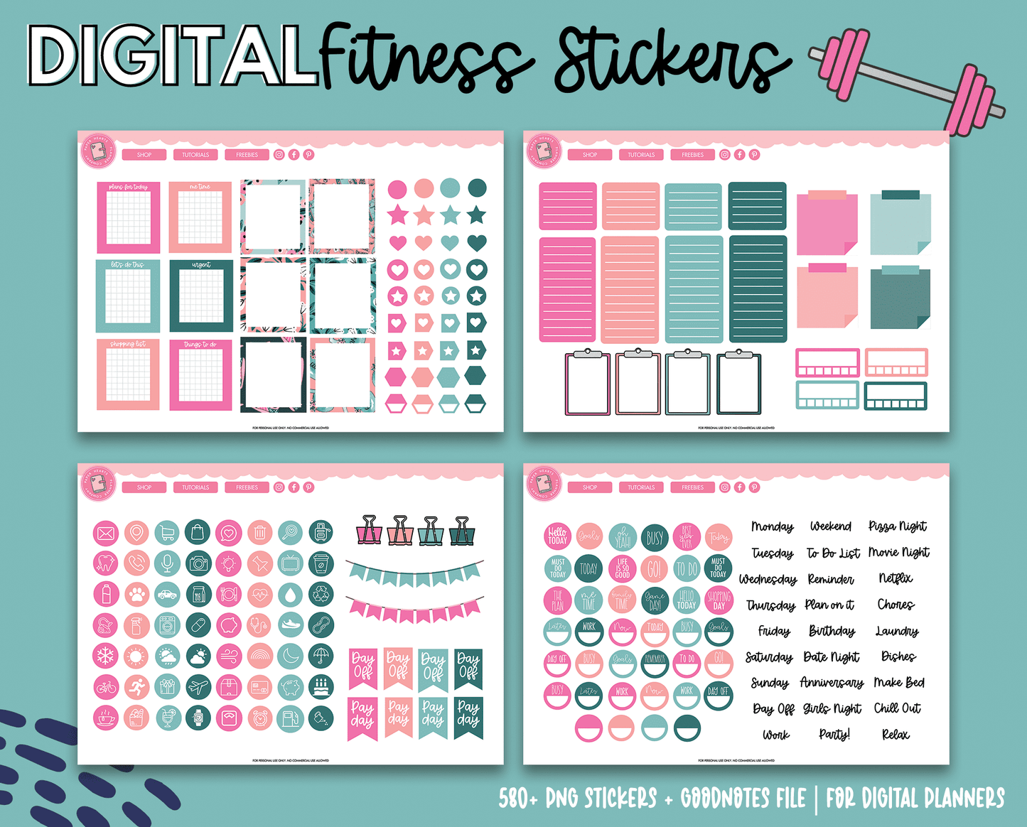 Fitness Digital Planner Stickers