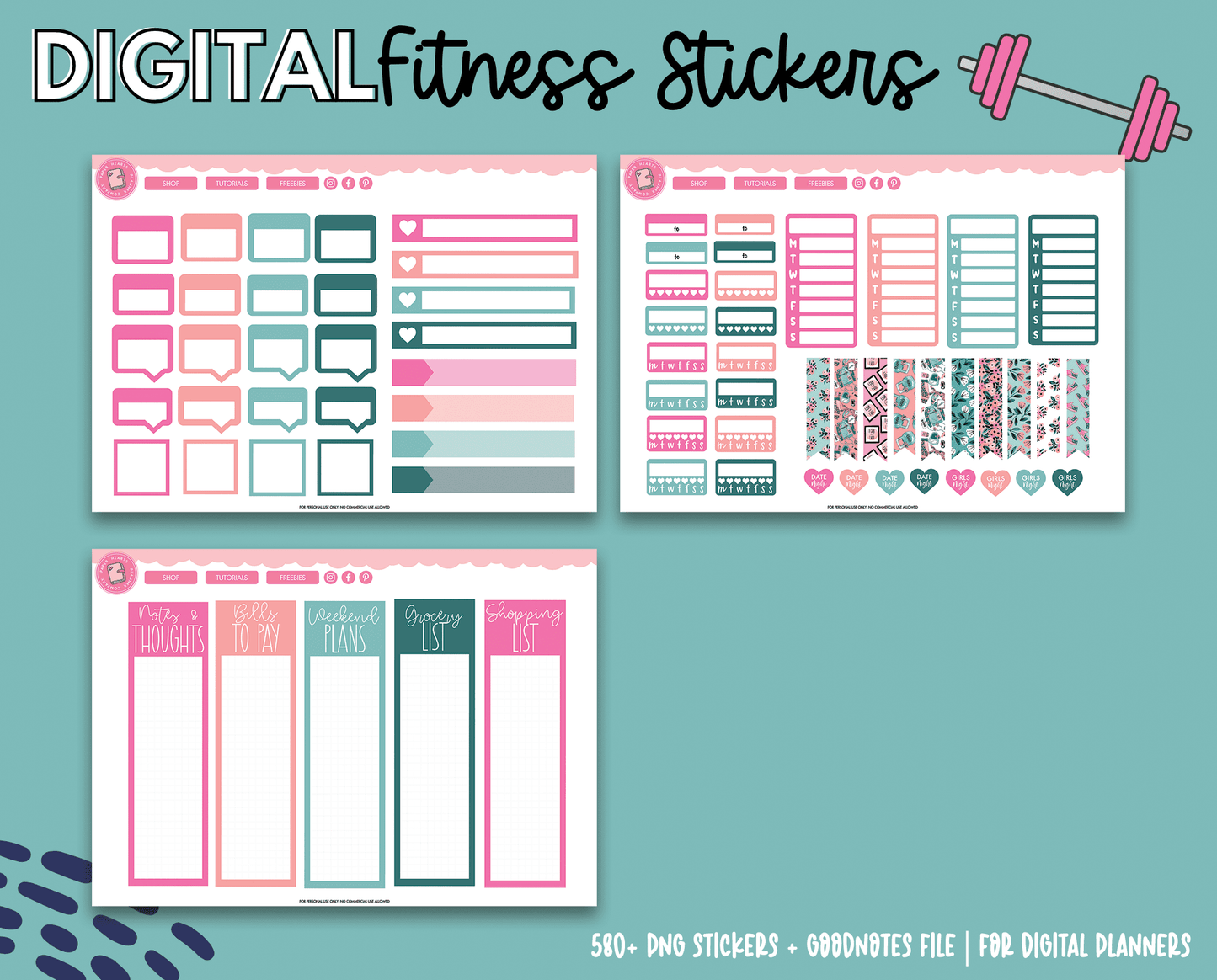 Fitness Digital Planner Stickers