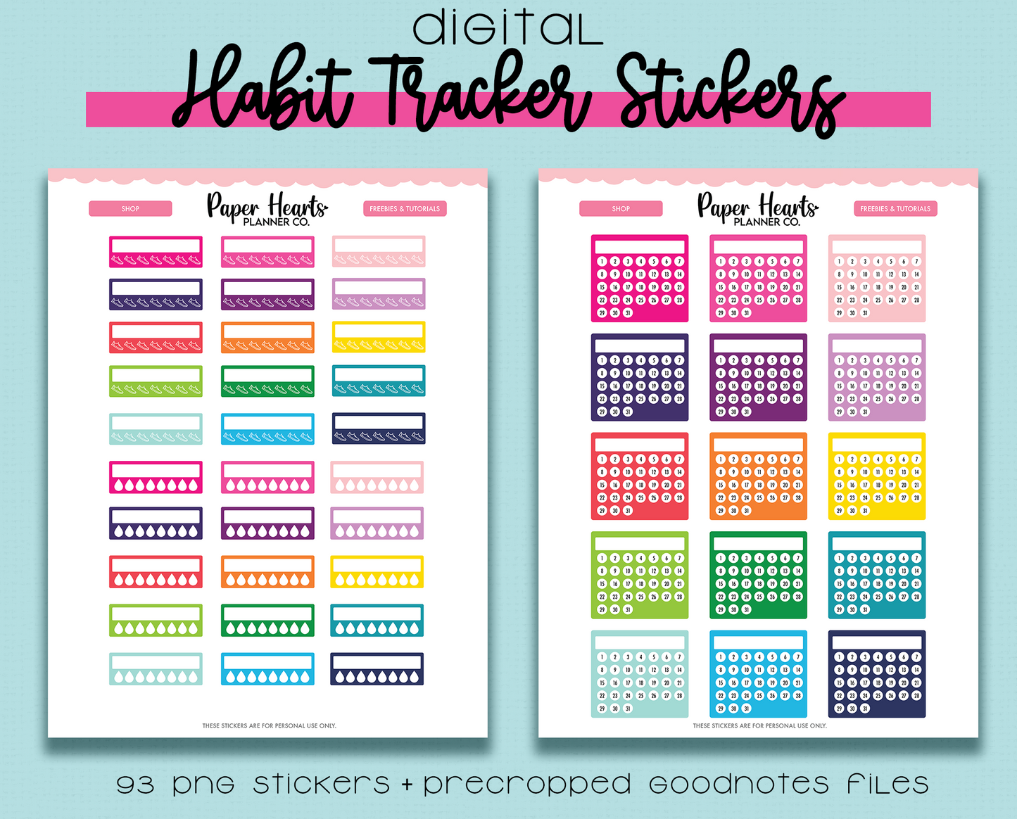 Habit Tracker Digital Stickers