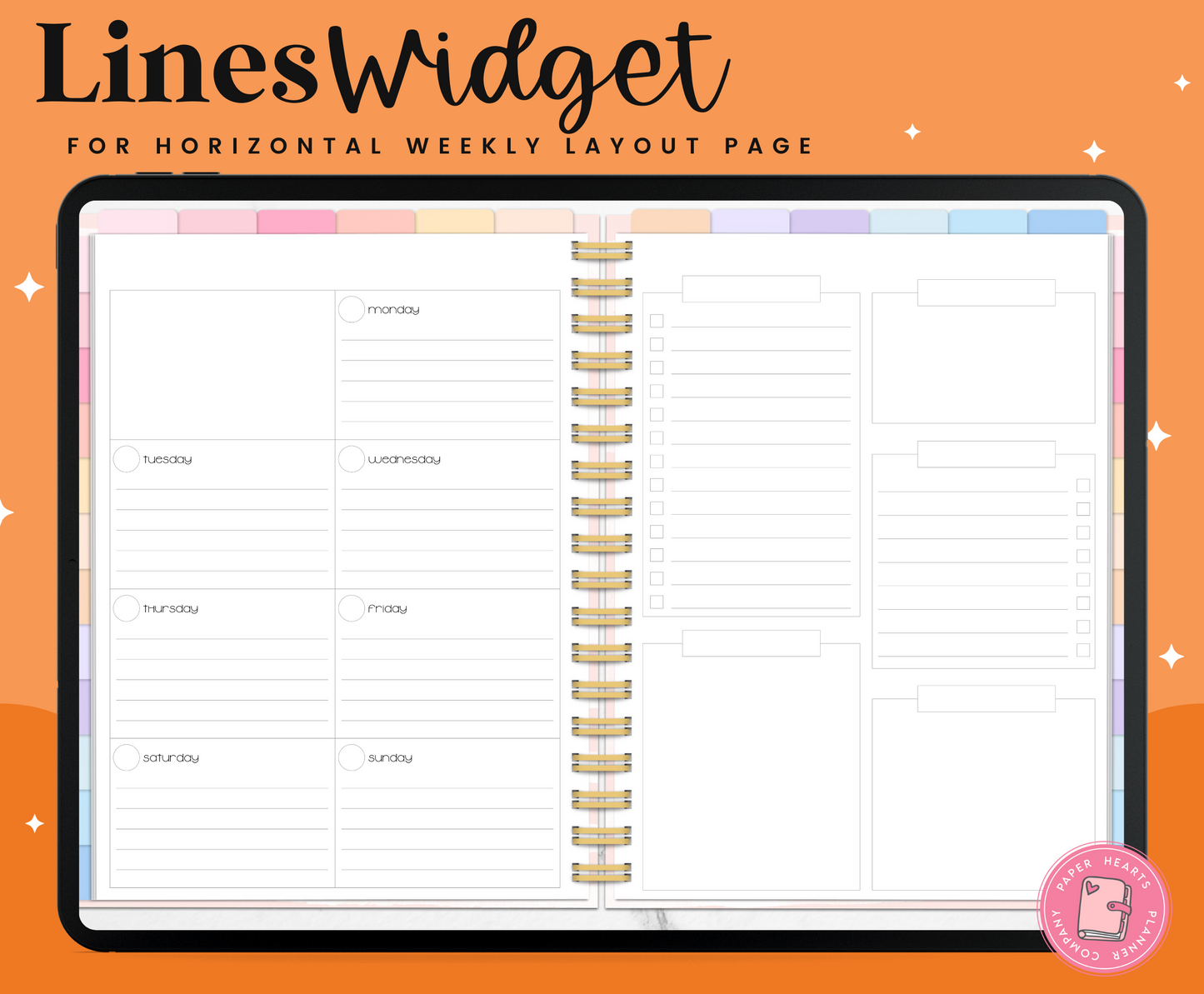Transparent Lines Horizontal Week Widget Layout