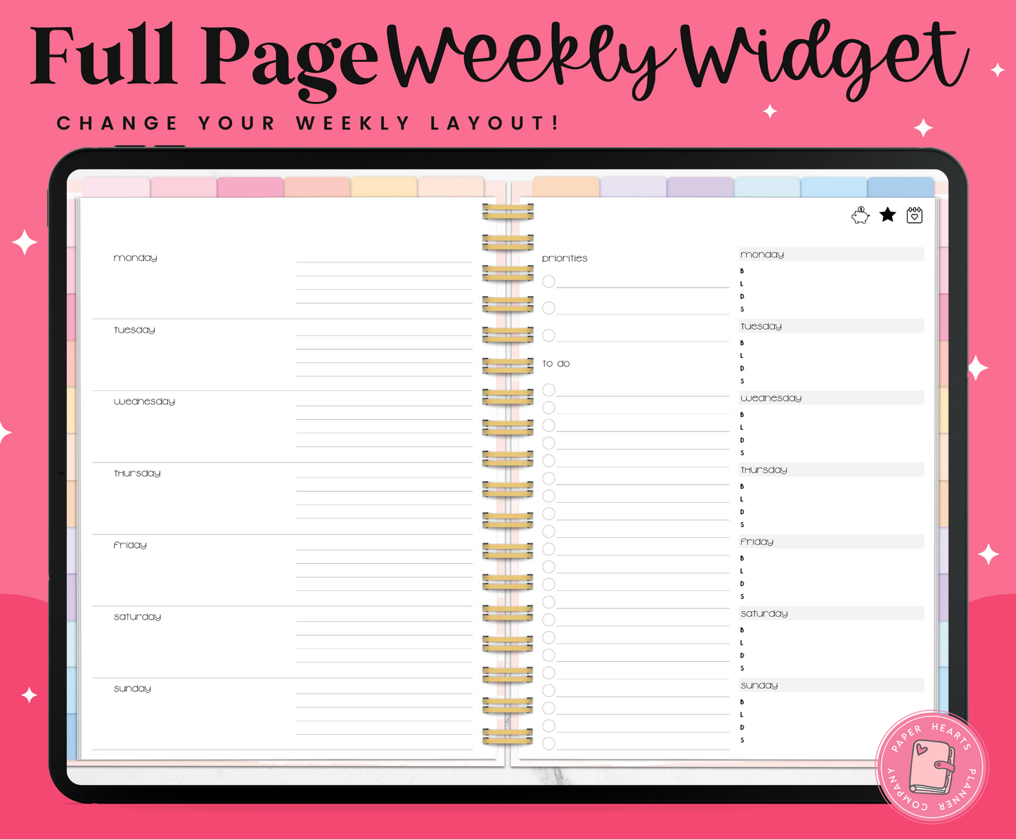 Horizontal Weekly Widget Layout 3