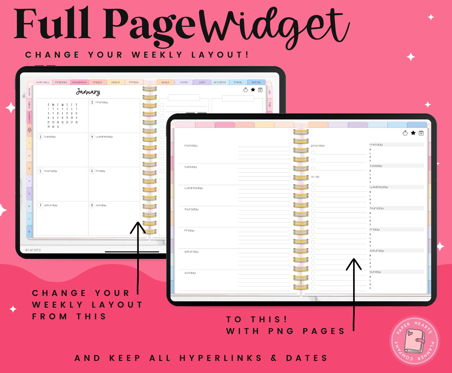 Horizontal Weekly Widget Layout 3