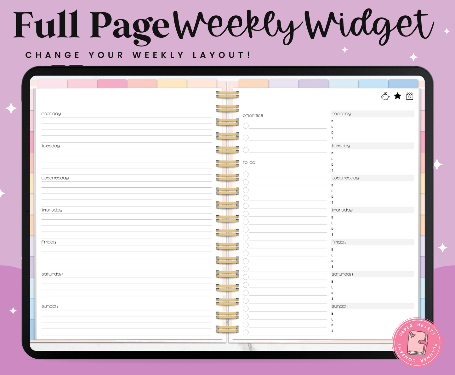 Horizontal Weekly Widget Layout 4