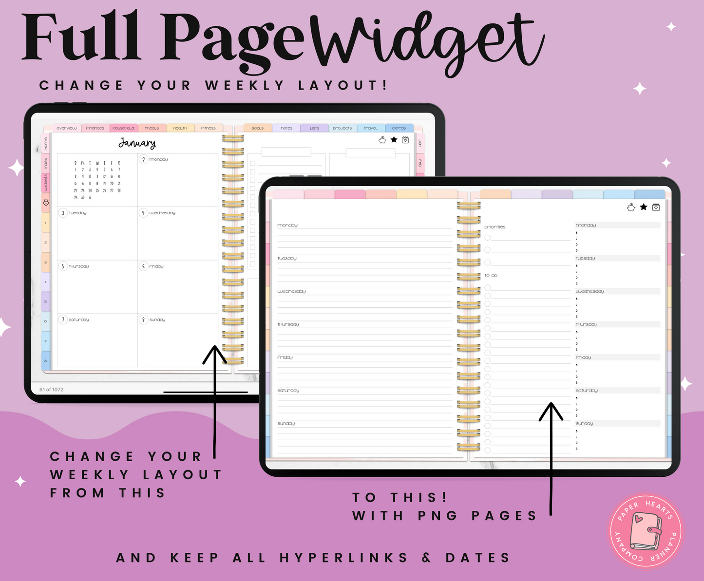 Horizontal Weekly Widget Layout 4