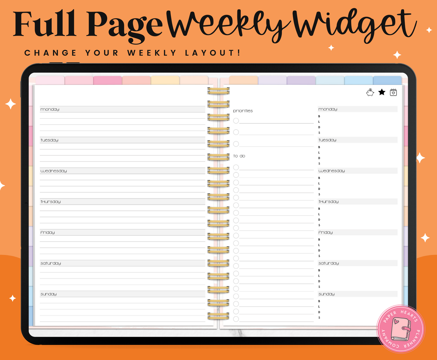Horizontal Weekly Widget Layout 5