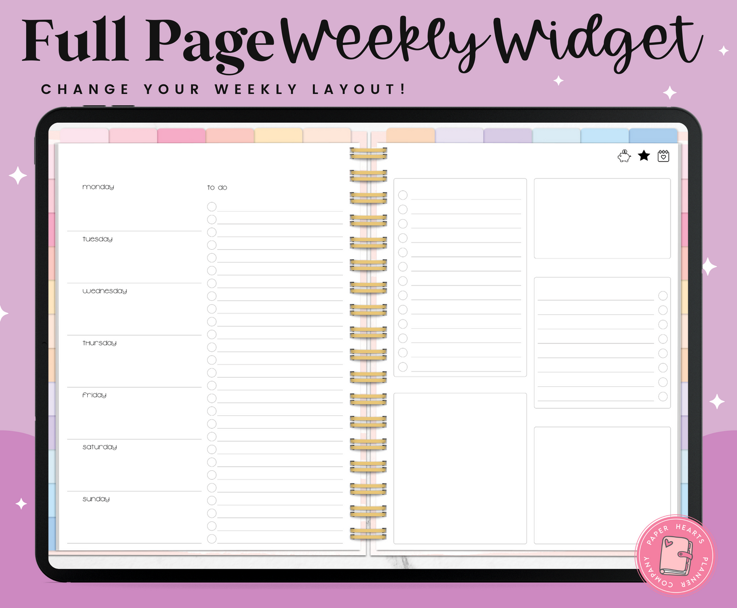 Horizontal Weekly Widget Layout 7