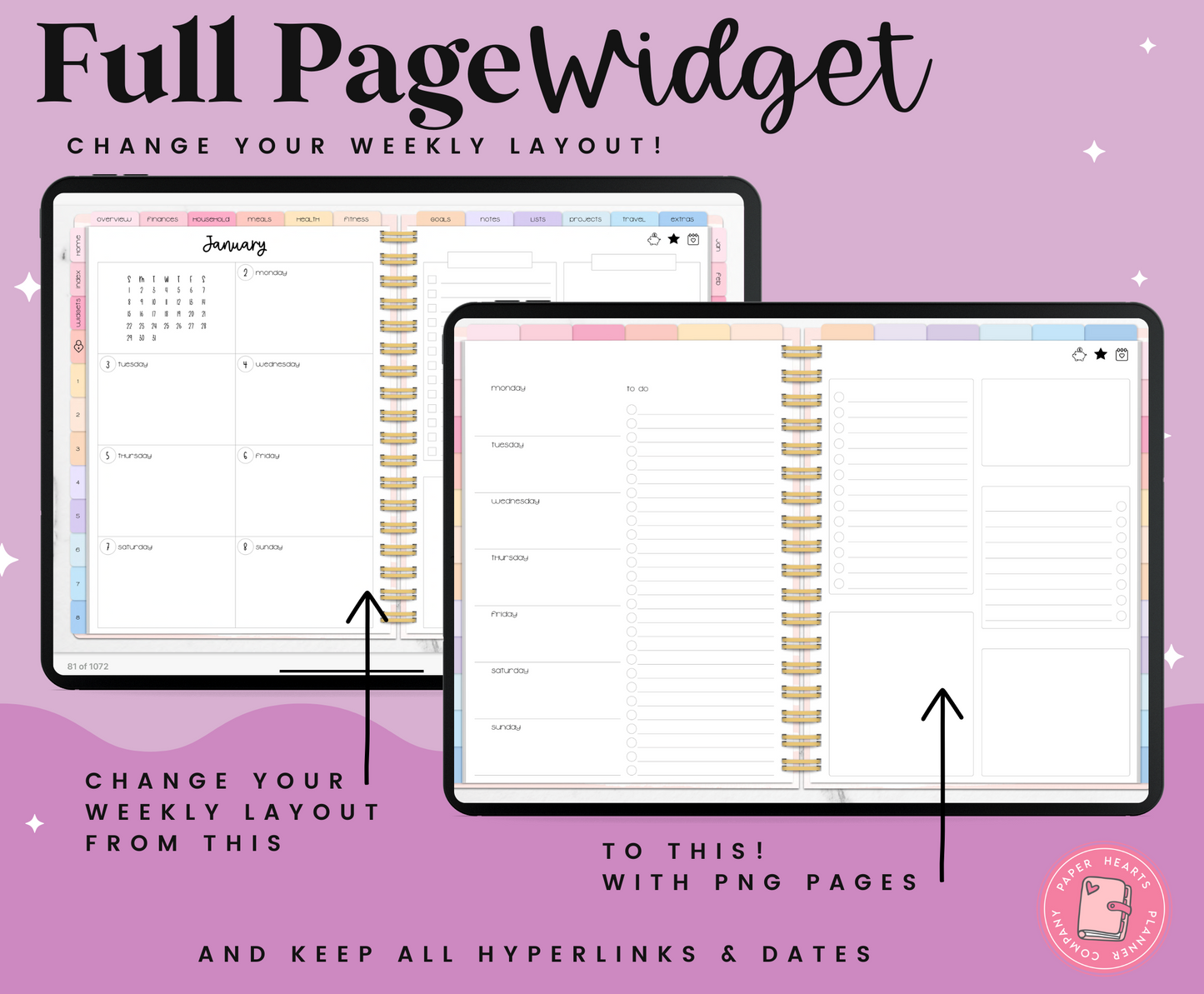 Horizontal Weekly Widget Layout 7