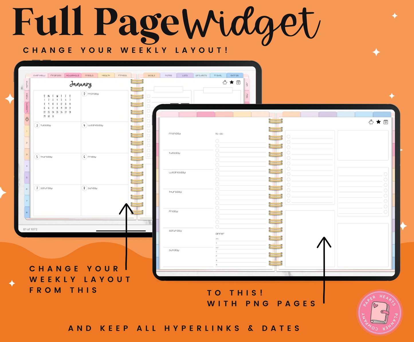 Horizontal Weekly Widget Layout 8