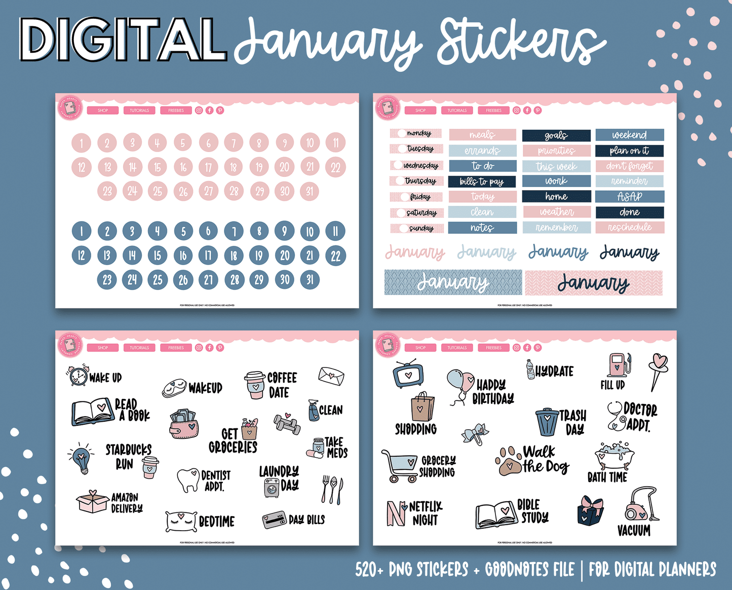 January Planner Stickers