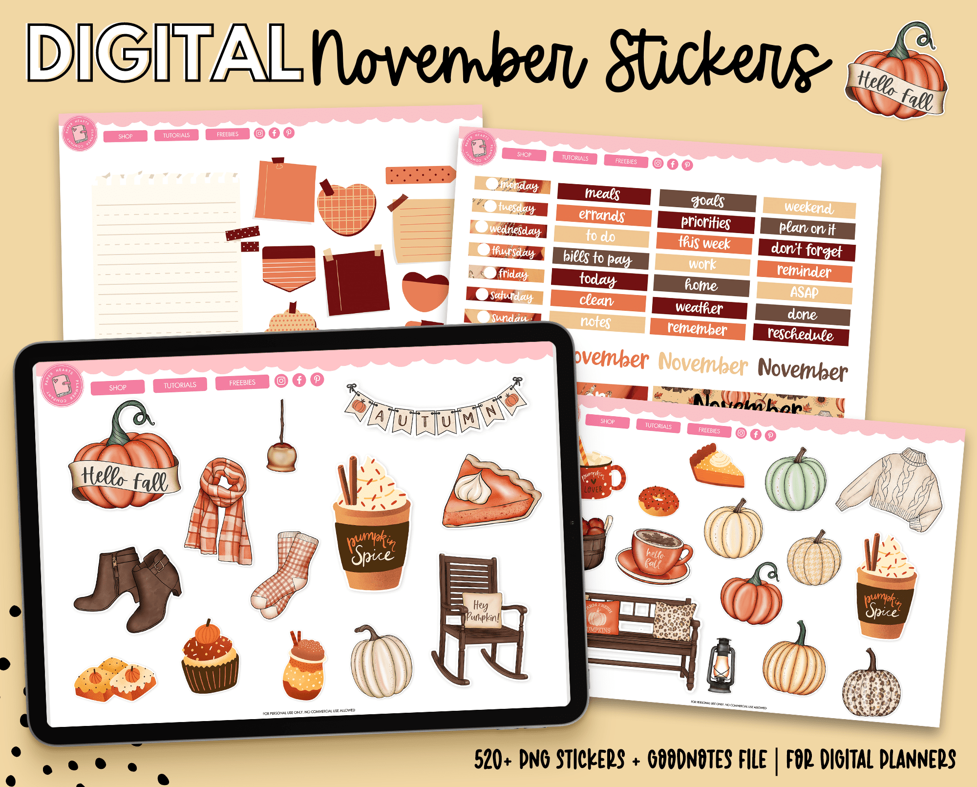 November 2023 Digital Sticker Bundle Extended