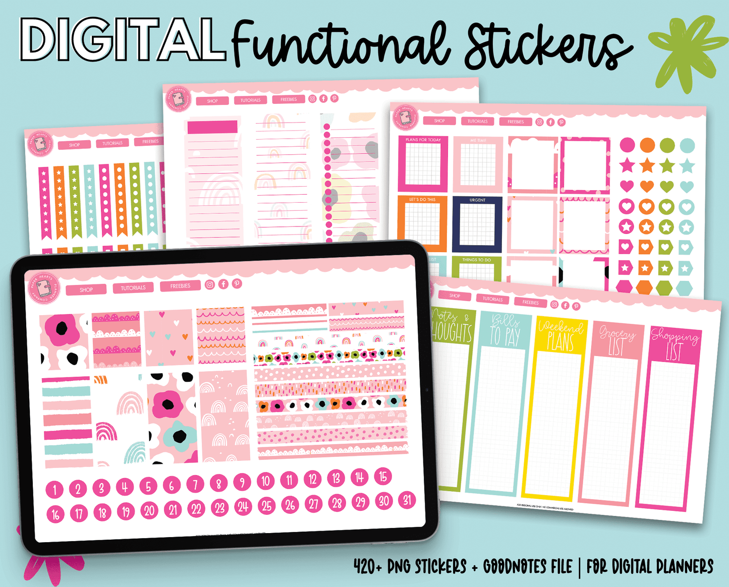 Pink Blooms Functional Stickers